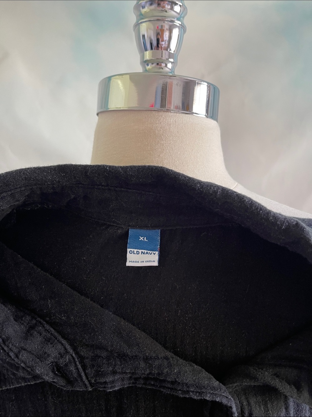 Old Navy Black Button-Front Short Sleeve Double Cotton Gauze Top XL - Picture 3 of 3